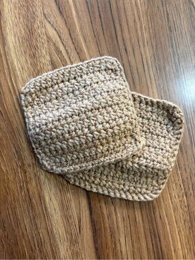 Handmade Crochet Square Coasters - Tan